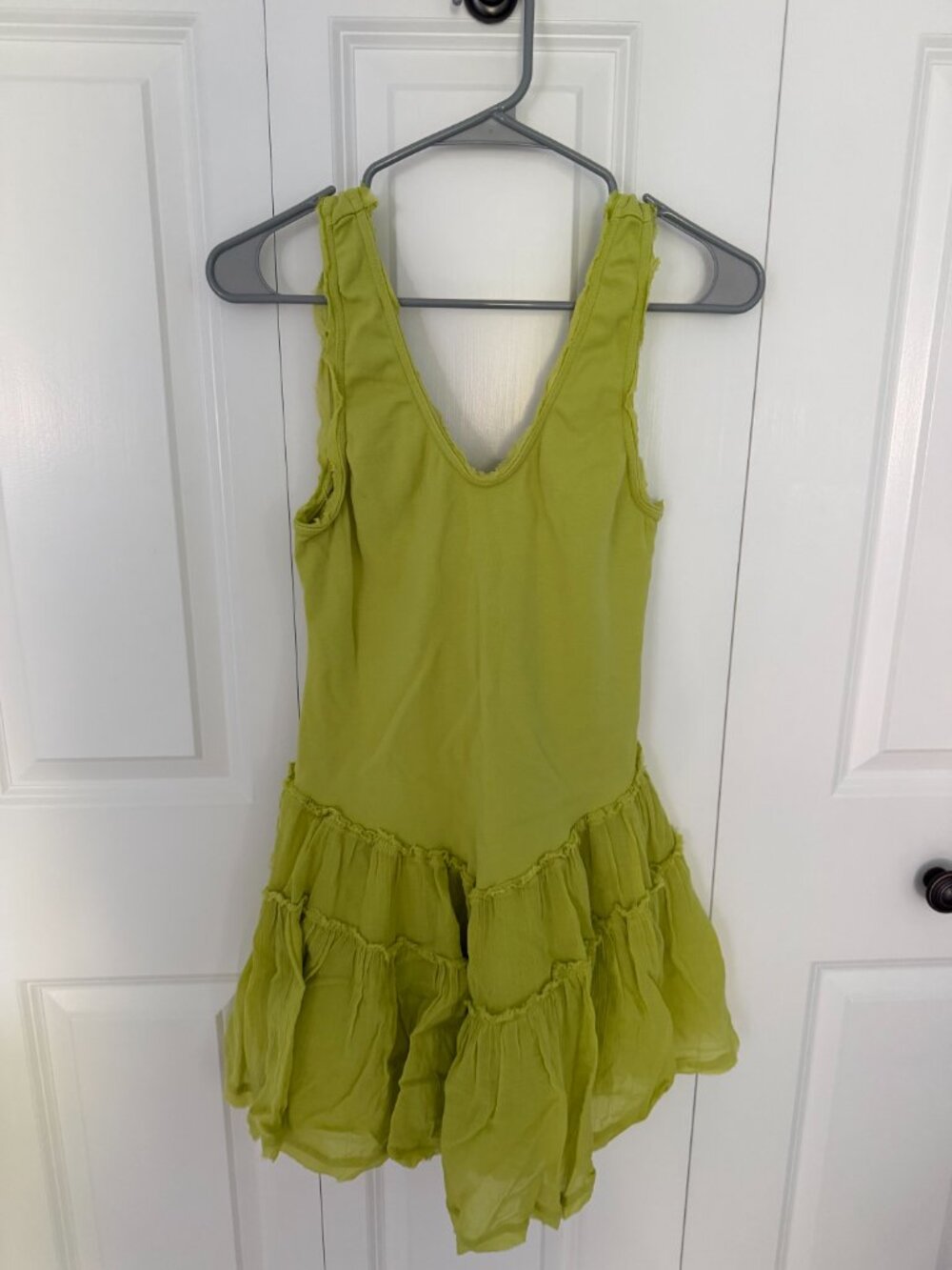 Free People Lime Izi Drop-Waist Mini Dress - Medium